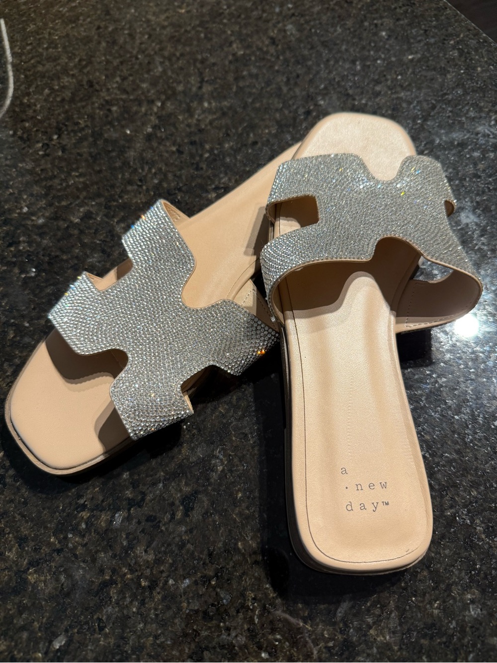 a new day Glitter Crystal Nude Slide Sandals - Picture 2 of 3